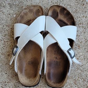White Leather Birkenstock Sandals